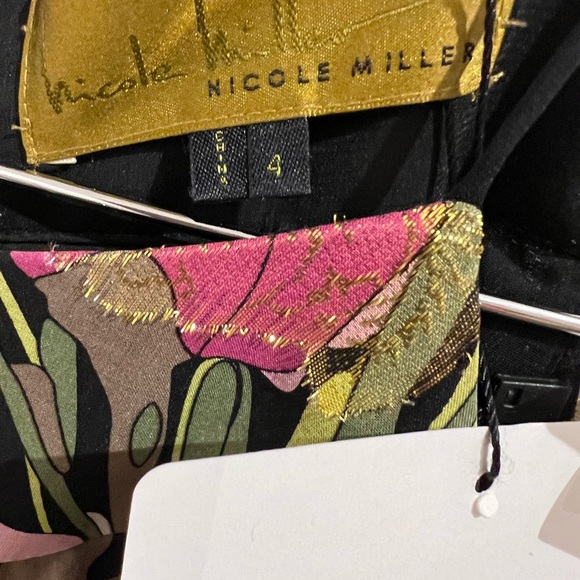 Nicole Miller silk knee-lenght dress. Size:S. Color: black/metallik - Picture 9 of 12